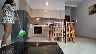 Stepmom shocked by stepson's big dick. Naked milf in pov exhibitionist encounter.