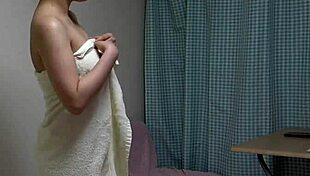 big boobs japanese stewardess rips clothes and showers in lingerie