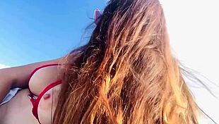 Italian milf artemisia love flashes tits beach