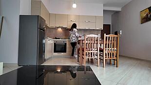 Stepmom shocked by stepson's big dick. Naked milf in pov exhibitionist encounter.