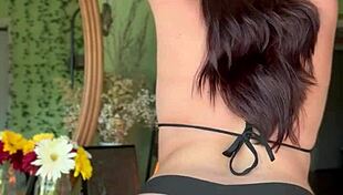 Paisley Flowers in black bikini, solo, curves and tease