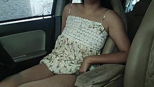 Blackmailing girlfriend outdoor with ex best friend in car