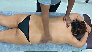 Big ass latina taking massage from desi black boy.