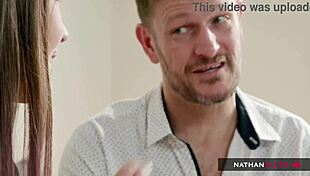 Fat cock roughly destroys sexy student Cindy Shines shaved pussy in 4K teaser