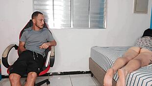 Excited stepsister exposes her fat ass to provoke stepbrother with big cock