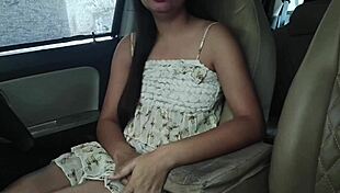 Blackmailing girlfriend outdoor with ex best friend in car