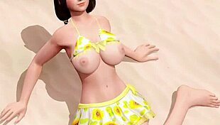 doa na f10 e at beach with topless close up