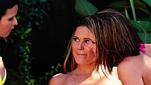 Hot Sluts Dive into Lesbian Threesome by Pool!