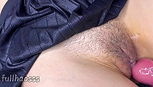 Teasing my hairy pussy stepdaughter close up. Watch her get wet and filled with cum.