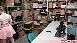 Caught shoplifting? Now your tight pussy gets punished by rough fucking!