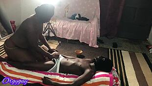 Muscular black stud gives MILF wife a monster cock massage