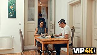 this sexy brunette mistakes the whistle for a signal to suck an old man's cock in stockings