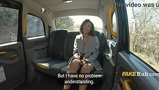 French Ebony Cheats in Taxi with Public Cowgirl Riding for Cash