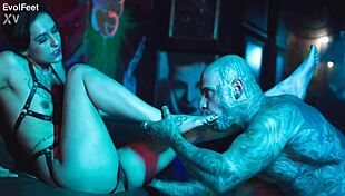 Latina Gags On Vibrator While Feet Touch Cock