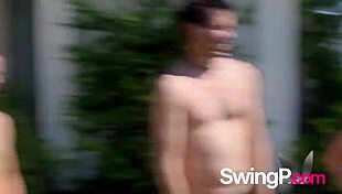 big pool party turnin’ wild with real couples gettin’ it on, ya feel?