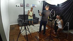 Old man fucks skinny big-ass girl in wild orgy backstage