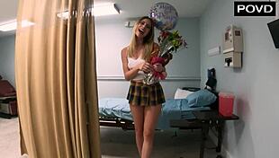 anya's tight pussy relieves kyle's monster cock pressure in doggystyle creampie