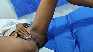 This horny nurse touches her vagina in the doctor's office until a patient persuades her to have sex.