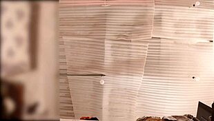 Wow, the big ass maid folds clothes without panties while being spied on live.