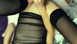 wife in lingerie and stockings claims this is the best job ever