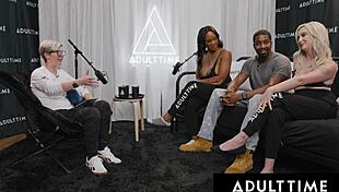 Adult time - besties lexi lore and august skye share huge cock in pussy stacking 3-way podcast
