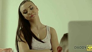 Daddy4k, boy fixes computer while old man bangs his girlfriend hard