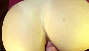 Big ass girlfriend rides rough in dorm anal session