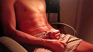 Watch him jerk his monster cock to orgasm?