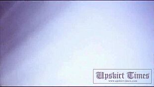 Golden-haired beauty in upskirt, hidden camera footage
