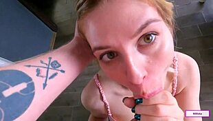 beautiful tall blonde teases with cum on her face