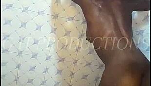 Skinny Teen Stands in Shower for Bathing