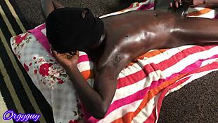 Muscular black stud gives MILF wife a monster cock massage