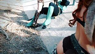 WATCH THESE COSPLAY BABES IN DEADPOOL, WONDERWOMAN, RED SONJA, AND GREEN LANTERN FUCKING IN A FOURSOME!