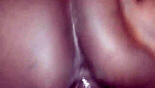 Sexy ebony rides her step brother's big black cock hard