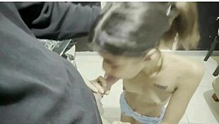 Hermanastra chokes while sucking for the first time, but it makes her happy, full story