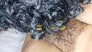 licking very hot desi indian bhabhi's hairy pussy