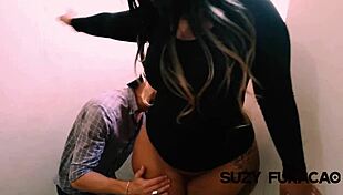 Brunette BBW Sucks Big Cock After Party