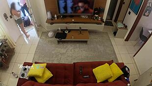 Hot wife Thay Ksada recognized by delivery man lets him suck her on living room sofa