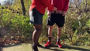 Mother-in-law gets daring holding my dick during outdoor pee moments