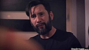 Big tit brunette discovers the creep's secret