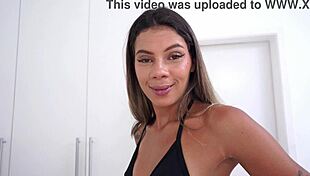Beautiful Brazilian nympho gets hard sex from four cocks