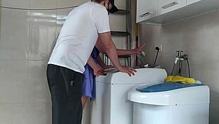 Housewife seduces technician for quick fuck in the house!