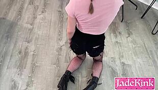 The submissive girlfriend was made to suck daddy's cock eagerly.