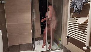 Big Breasted Woman Shaves In The Shower