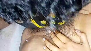 licking very hot desi indian bhabhi's hairy pussy