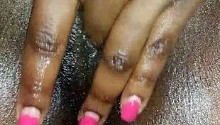 Black Ebony Masturbates Close Up