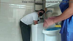 Housewife seduces technician for quick fuck in the house!