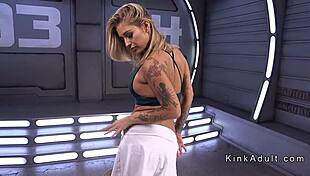 Golden temptation's sensual solo performance with a tattooed body and orgasmic moments