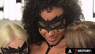 Three gorgeous girls intensely eat and finger each other's wet pussies