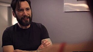 Big tit brunette discovers the creep's secret